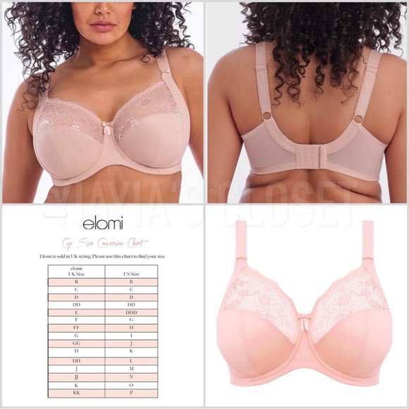 Elomi 34I Morgan EL4111 Underwire Banded Stretch Lace Bra - Ballet Pink - Picture 6 of 14